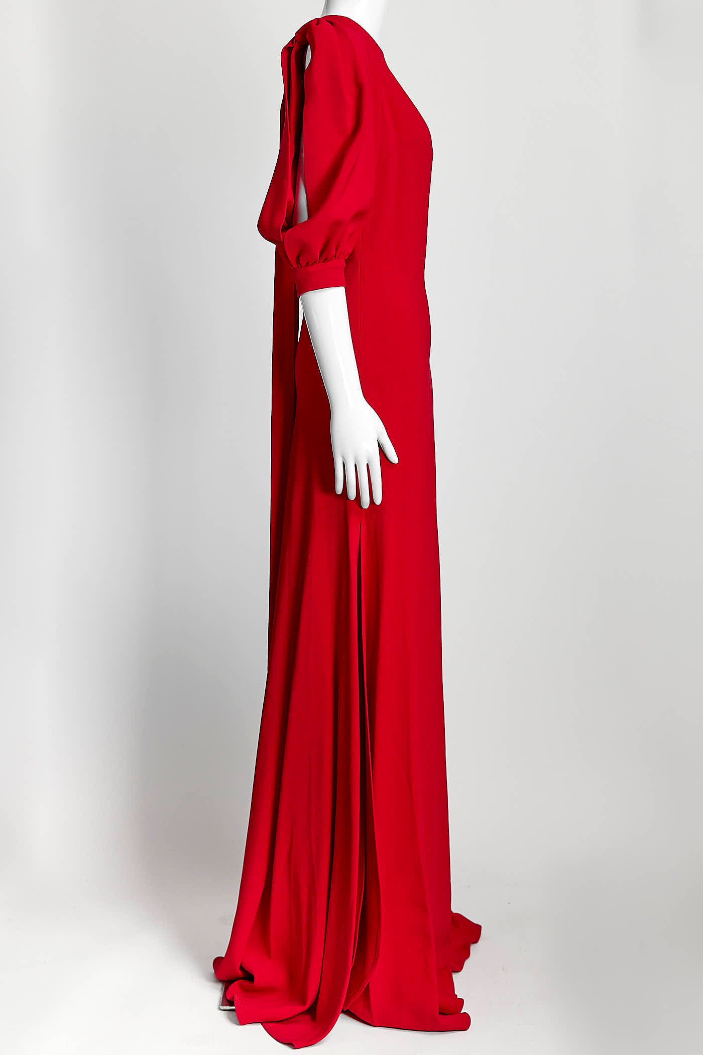 ELIE SAAB Red Open Back Bow Gown S