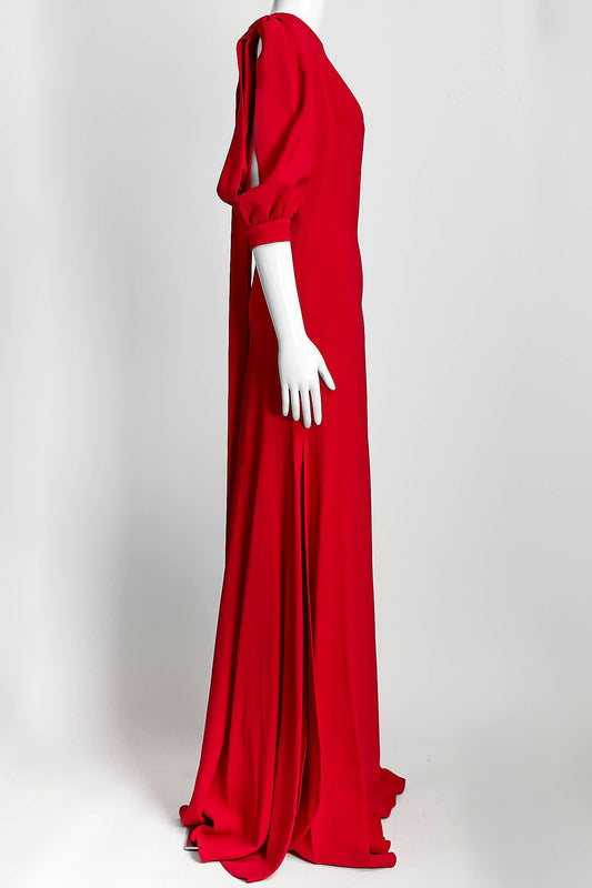 ELIE SAAB Red Open Back Bow Gown S