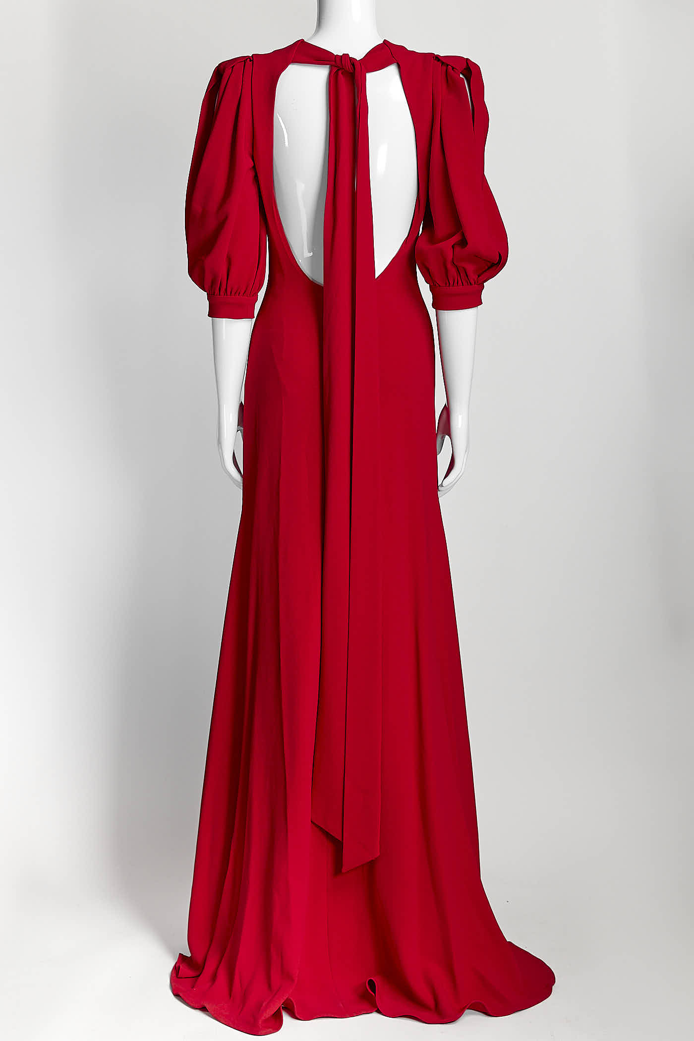 ELIE SAAB Red Open Back Bow Gown S