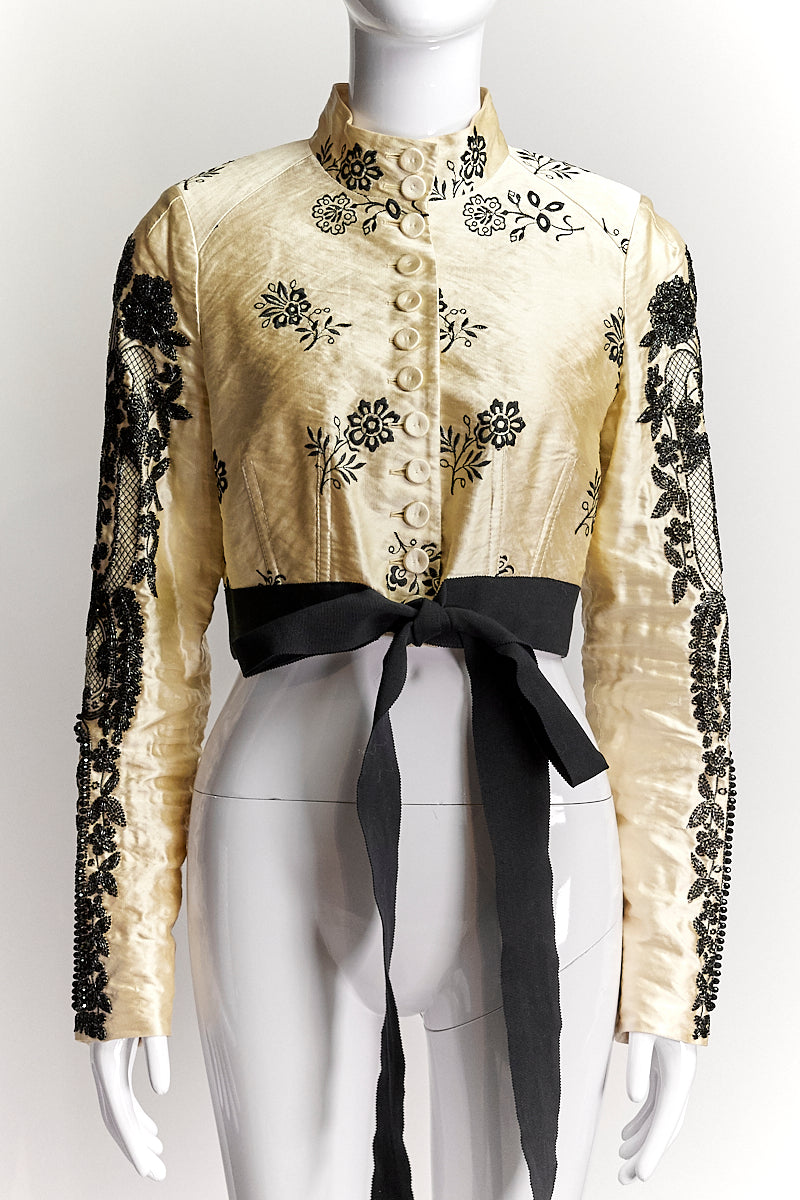 ERDEM CROPPED FLORAL SATIN JACKET US4