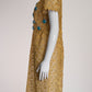 Prada Gold Lace with Turquoise Stone Detail Dress FR42 IT46