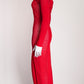 Balmain Red Ribbed Long Sleeve Dress FR38 IT42