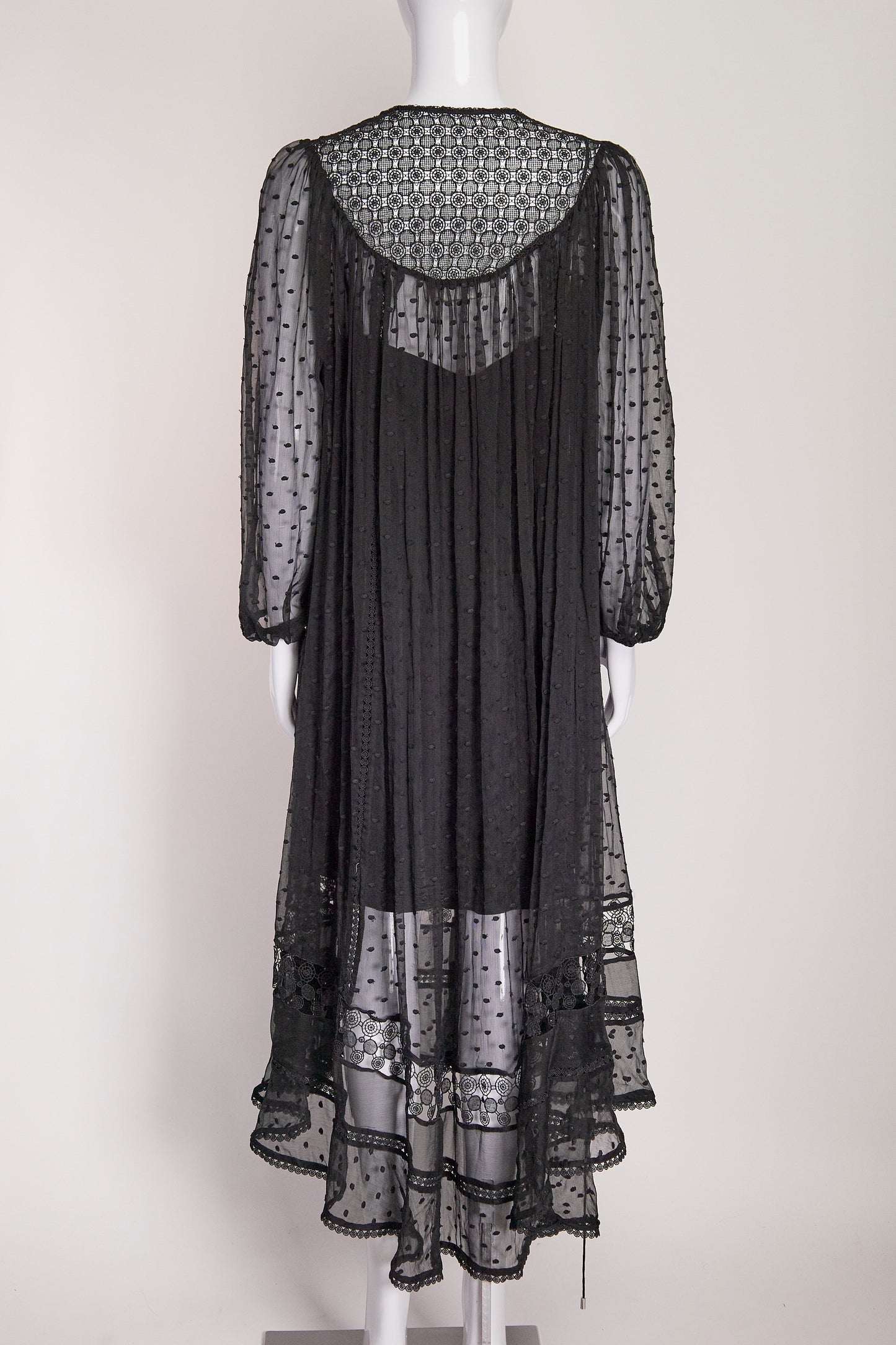 Zimmermann Black Long Sleeve Sheer Dress with Slip US4/6