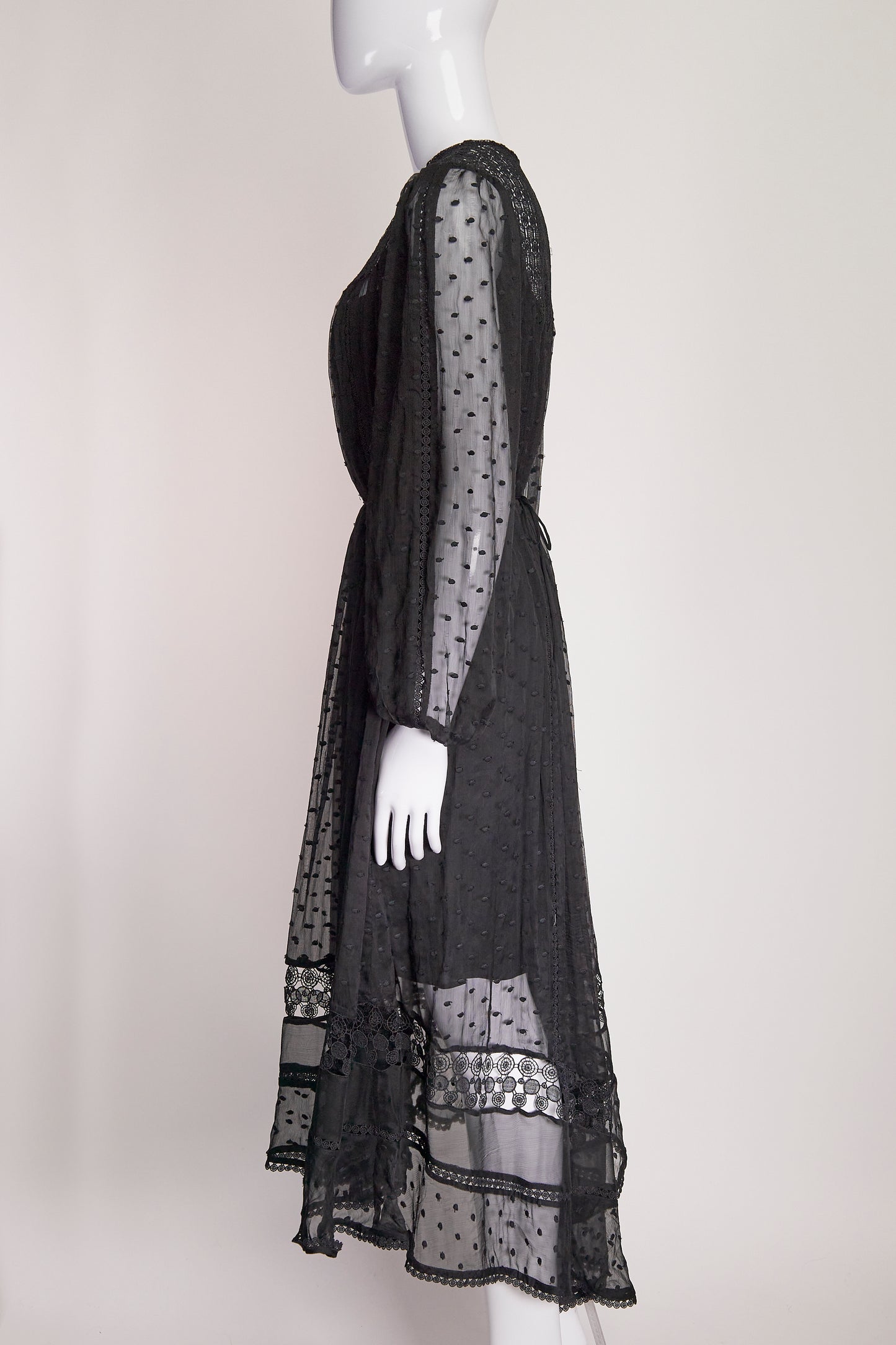 Zimmermann Black Long Sleeve Sheer Dress with Slip US4/6