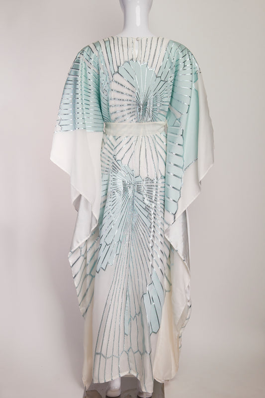 Taller Marmo Turquoise and White Belted Dress M