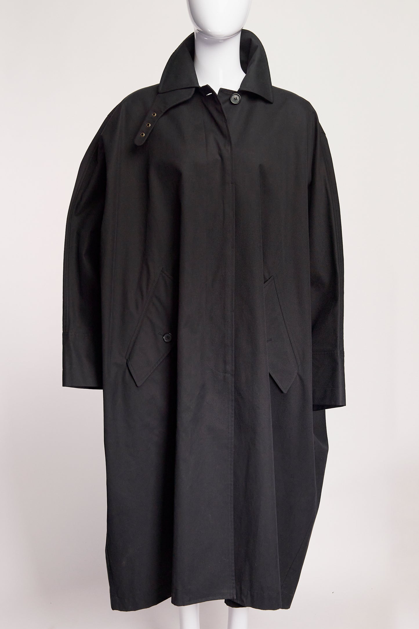 Michael Kors Collection Black Oversized Cape Coat OS