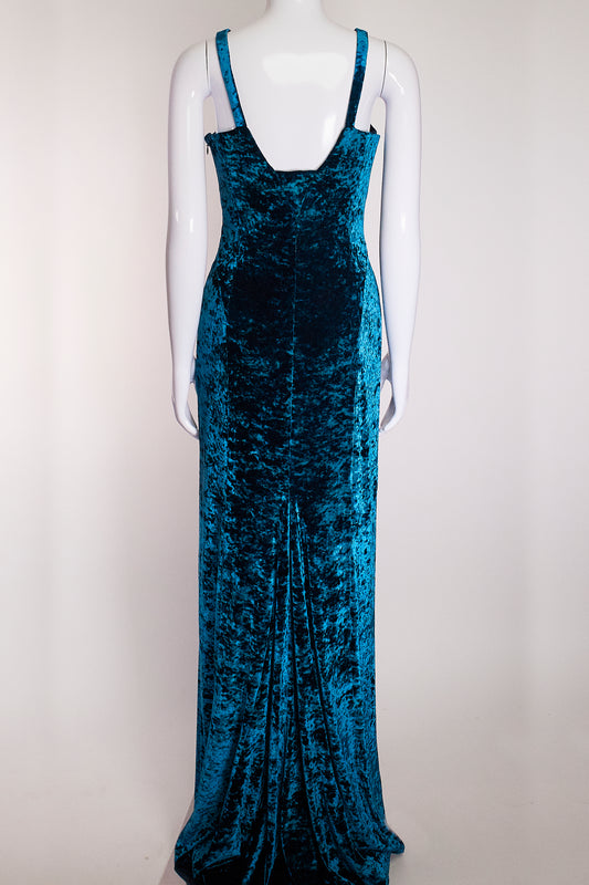 Galvan London Velvet Blue Corset Maxi Dress US10