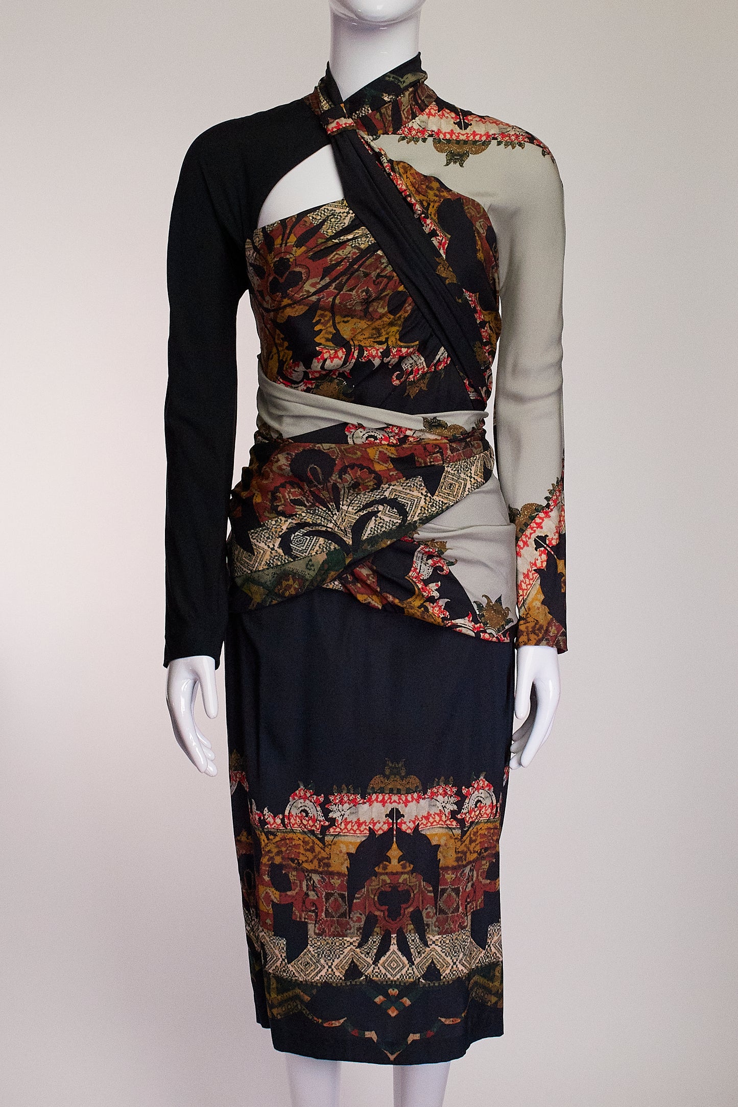 Etro Patterned Cut-Out High Neck Dress IT44 FR40