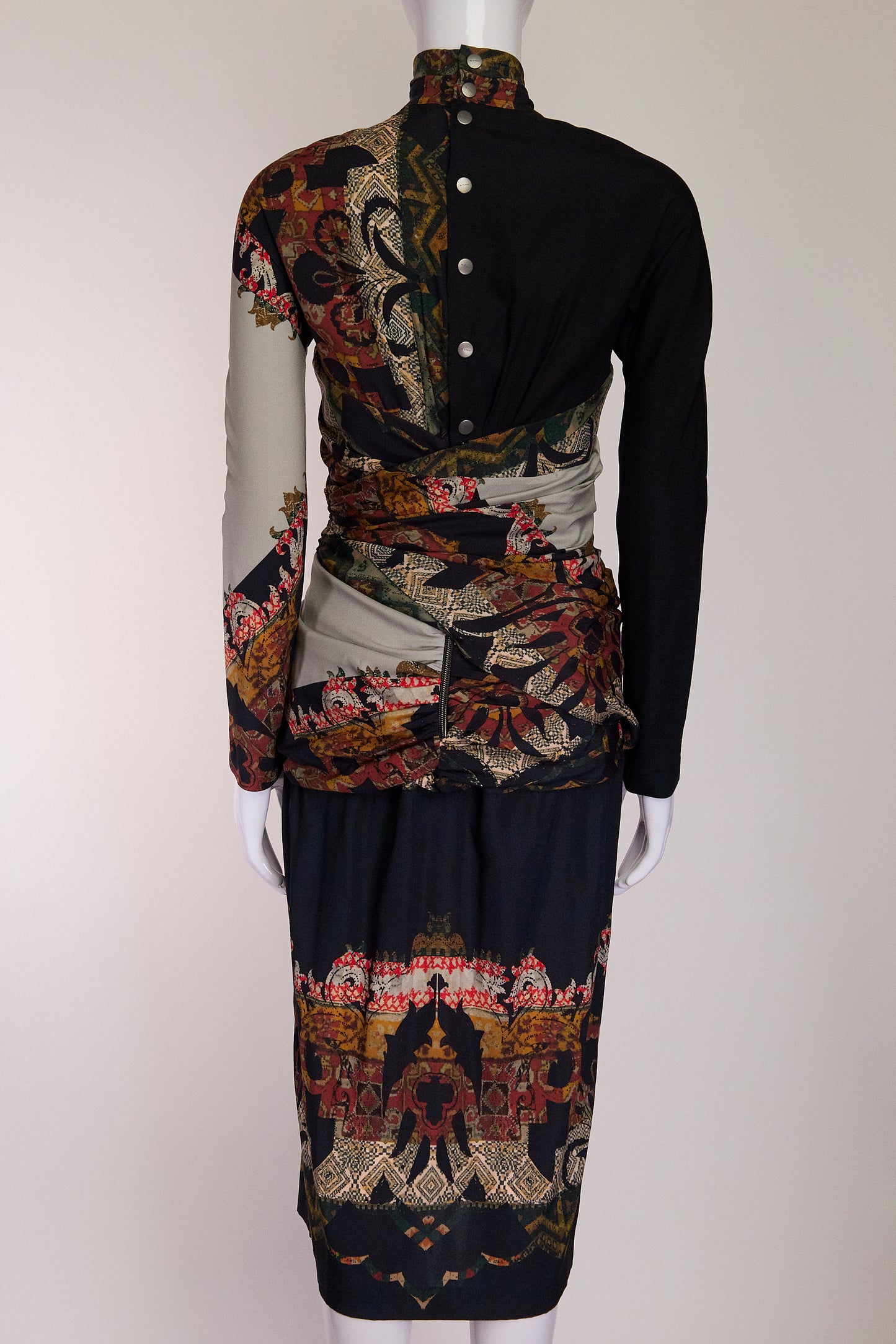 Etro Patterned Cut-Out High Neck Dress IT44 FR40