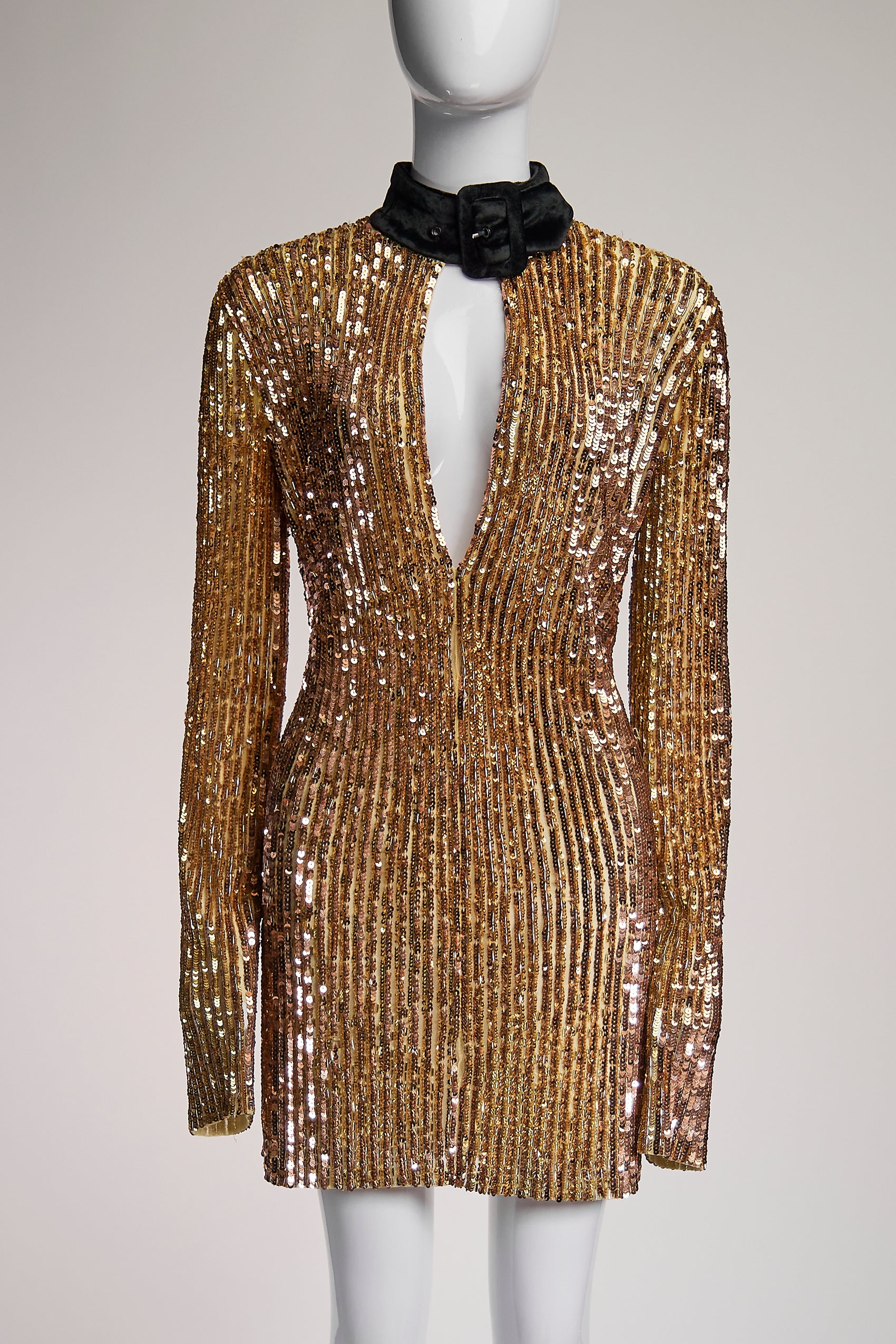 The Attico Sequin Long Sleeve Mini Dress IT42 FR38