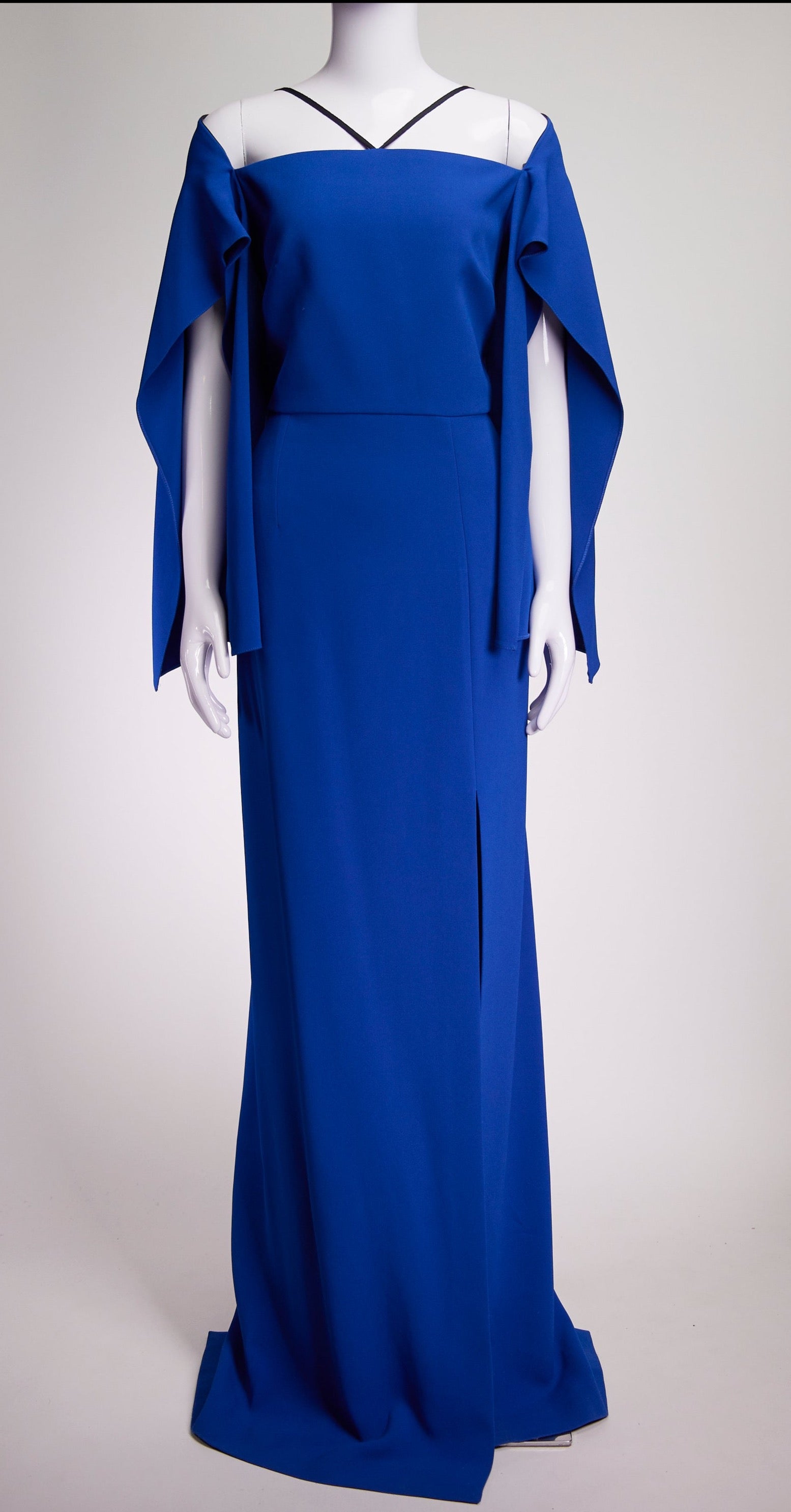 Roland Mouret Cheveley Flutter-Sleeve Strappy Evening Gown US12