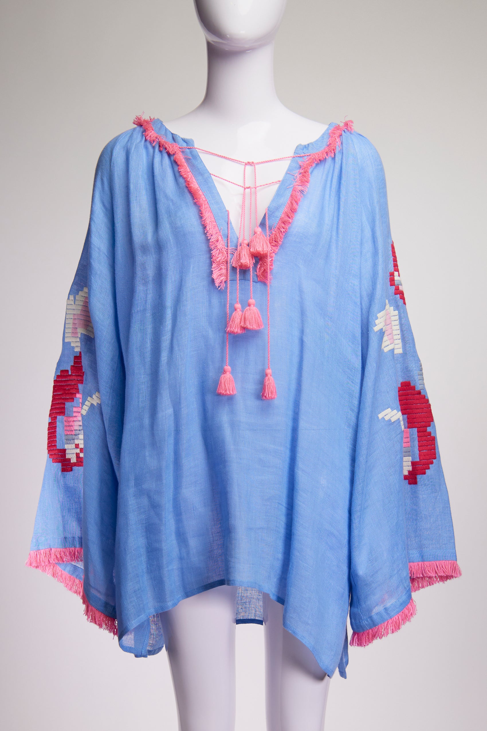 Eleven March 11 Pink and Blue Embroidered Dress XS