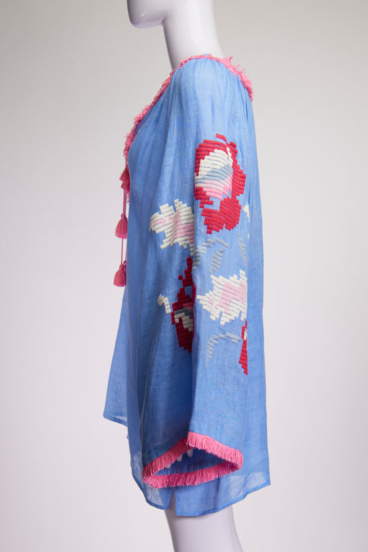 Eleven March 11 Pink and Blue Embroidered Dress XS