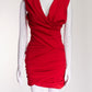 Balmain Red V-Neck Mini Dress FR38 IT42