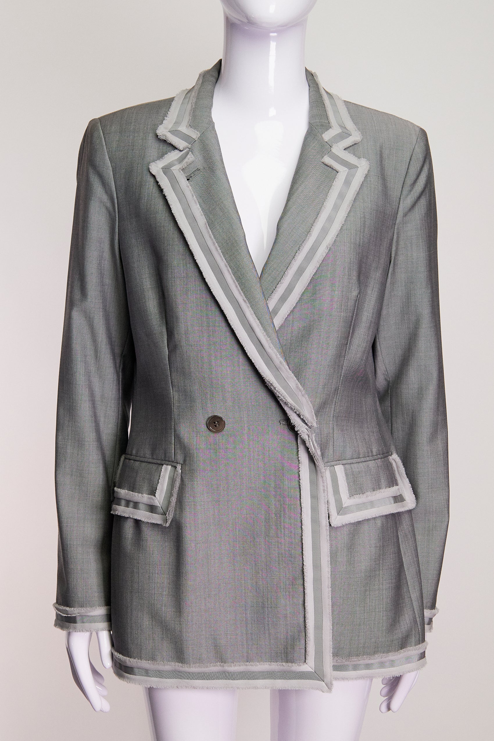 Thom Browne Grey with White Trim Blazer IT44 FR40