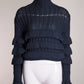 QUIRA Navy Blue Knit Turtleneck L