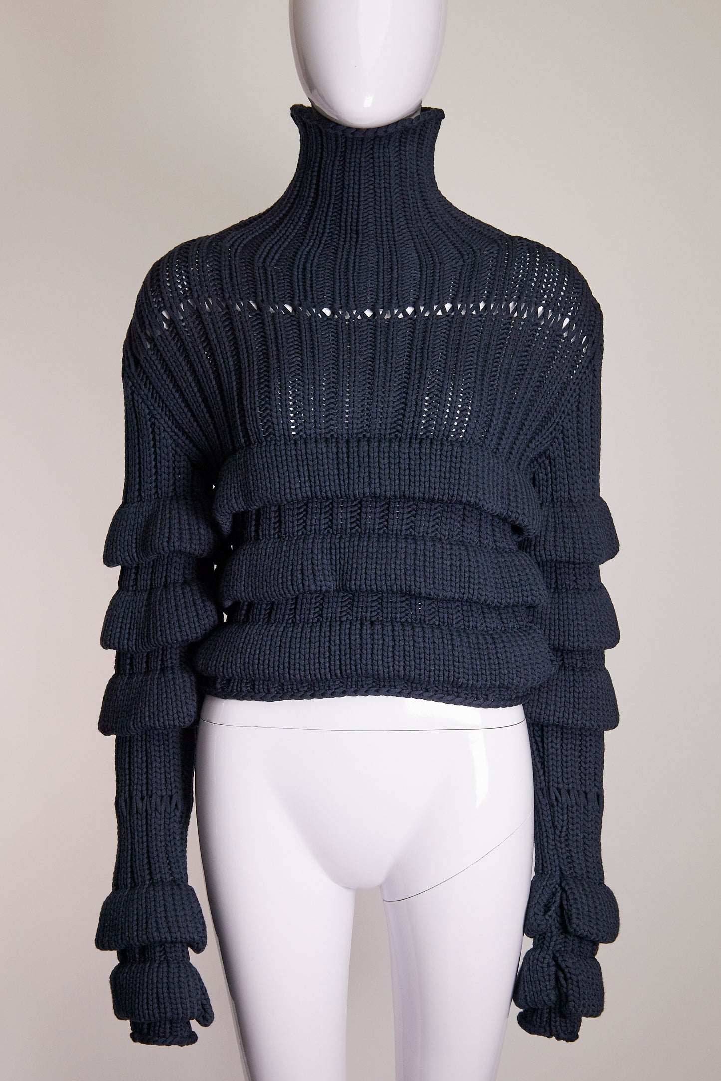 QUIRA Navy Blue Knit Turtleneck L