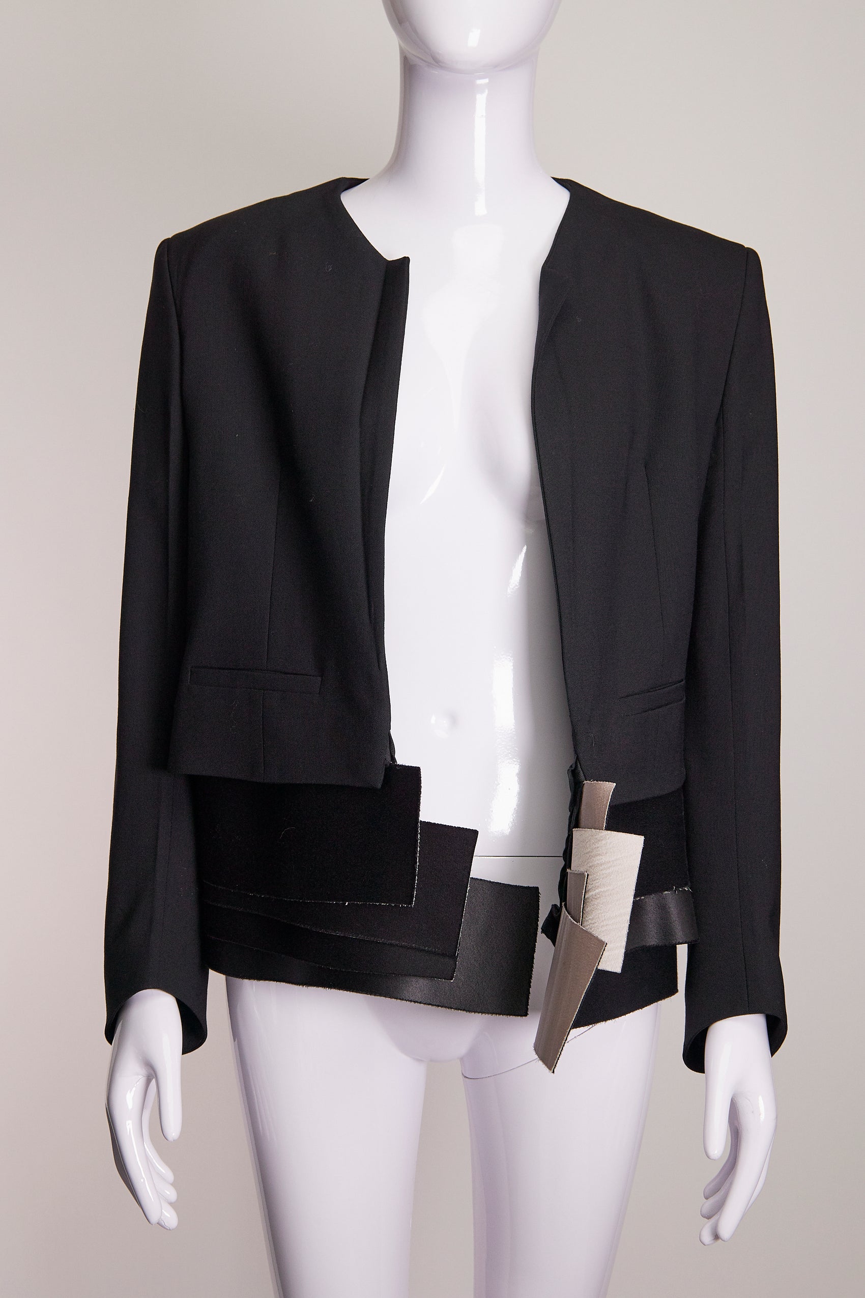 Haider Ackermann Black Collarless Panelled Blazer FR40 IT44