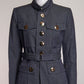 Marc Jacobs Navy Belted Jacket with Large Gold Buttons US4