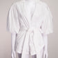 Jonathan Simkhai White Belted Puff Sleeve Top M