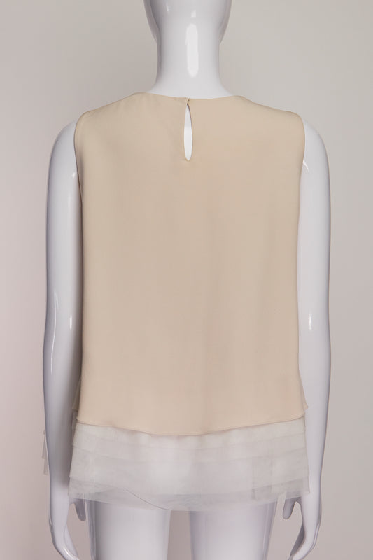 Brunello Cucinelli Beige Silk Top XXL