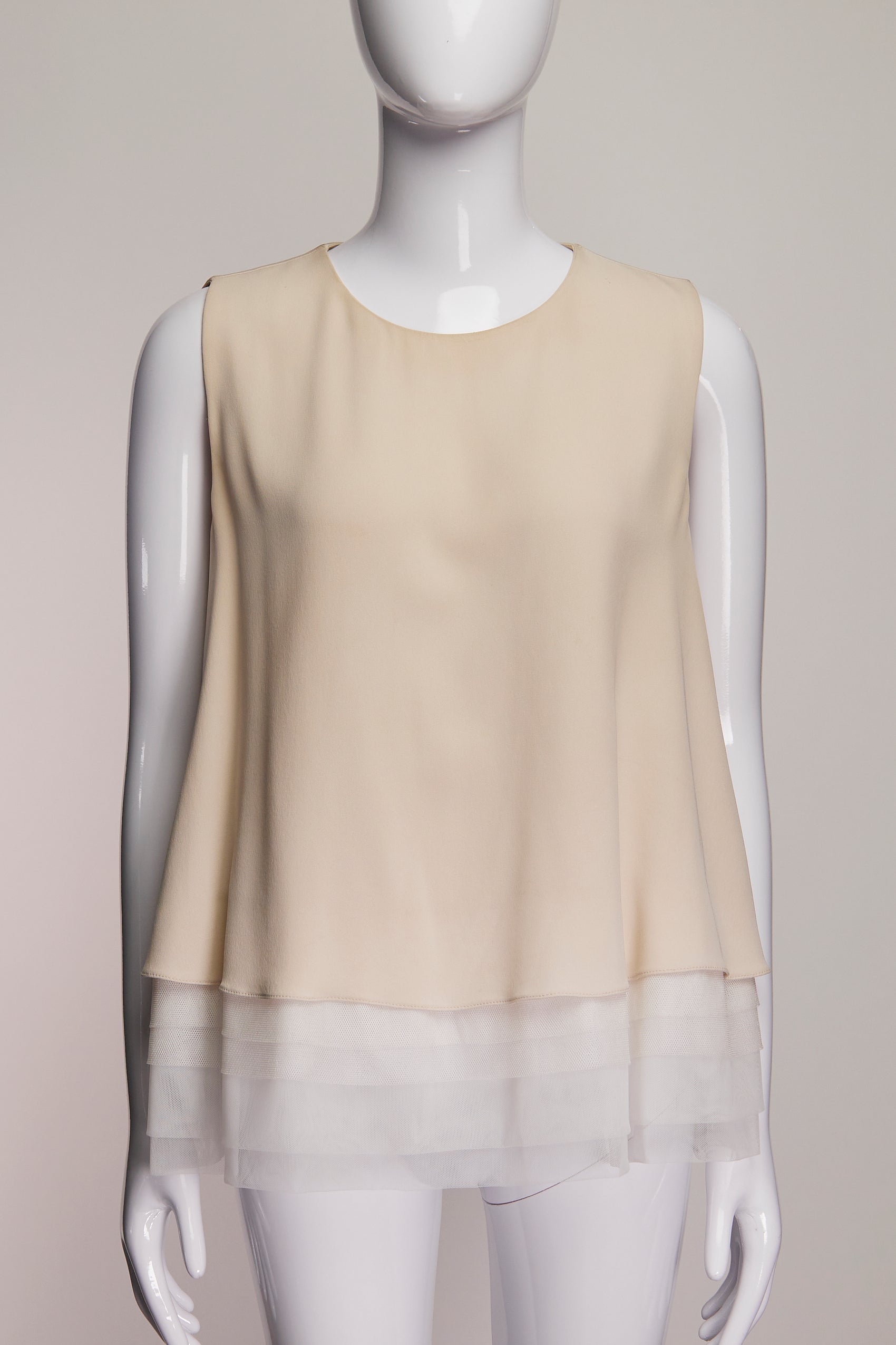 Brunello Cucinelli Beige Silk Top XXL