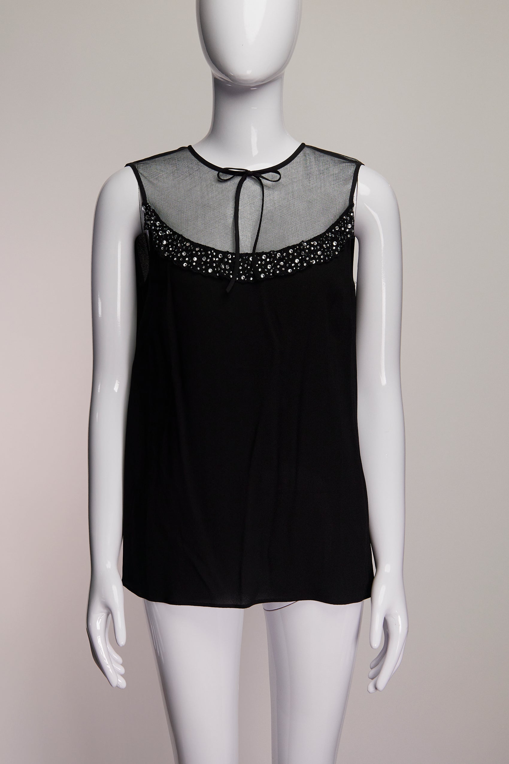 Miu Miu Tank with Sheer Top & Jewel Detail IT40 FR36