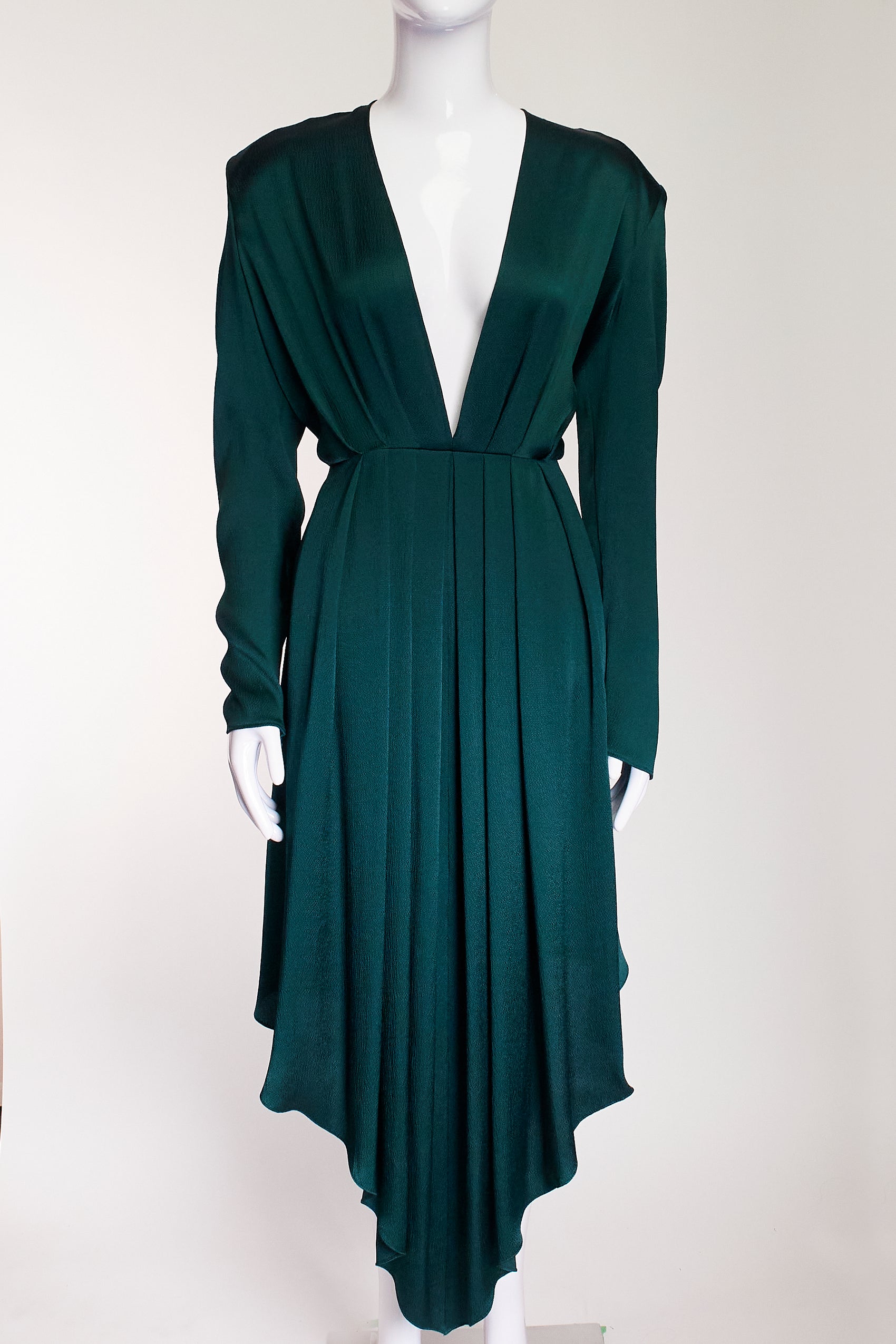 Alexandre Vauthier Emerald Green Deep V Dress FR44 IT48