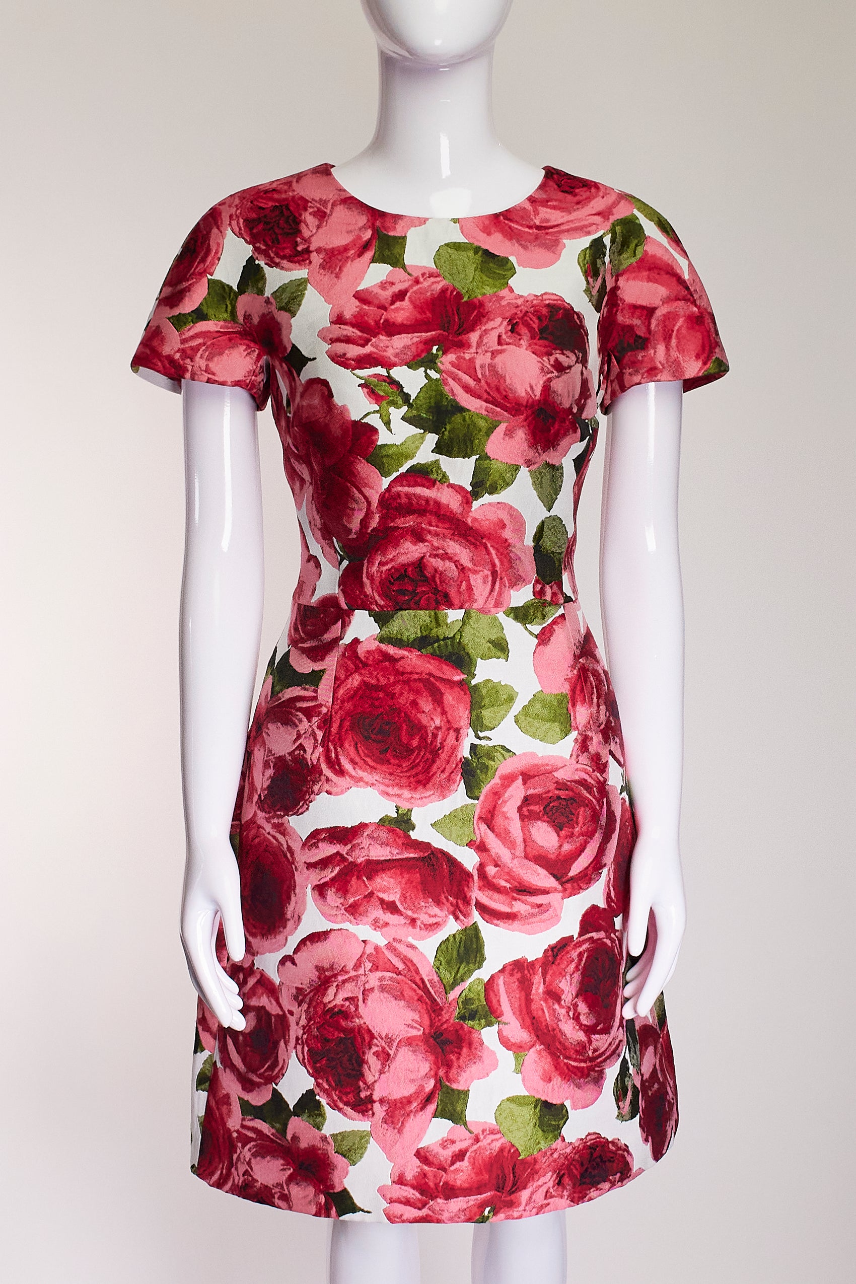 Michael Kors Collection Short Sleeve Floral Brocade Dress US10