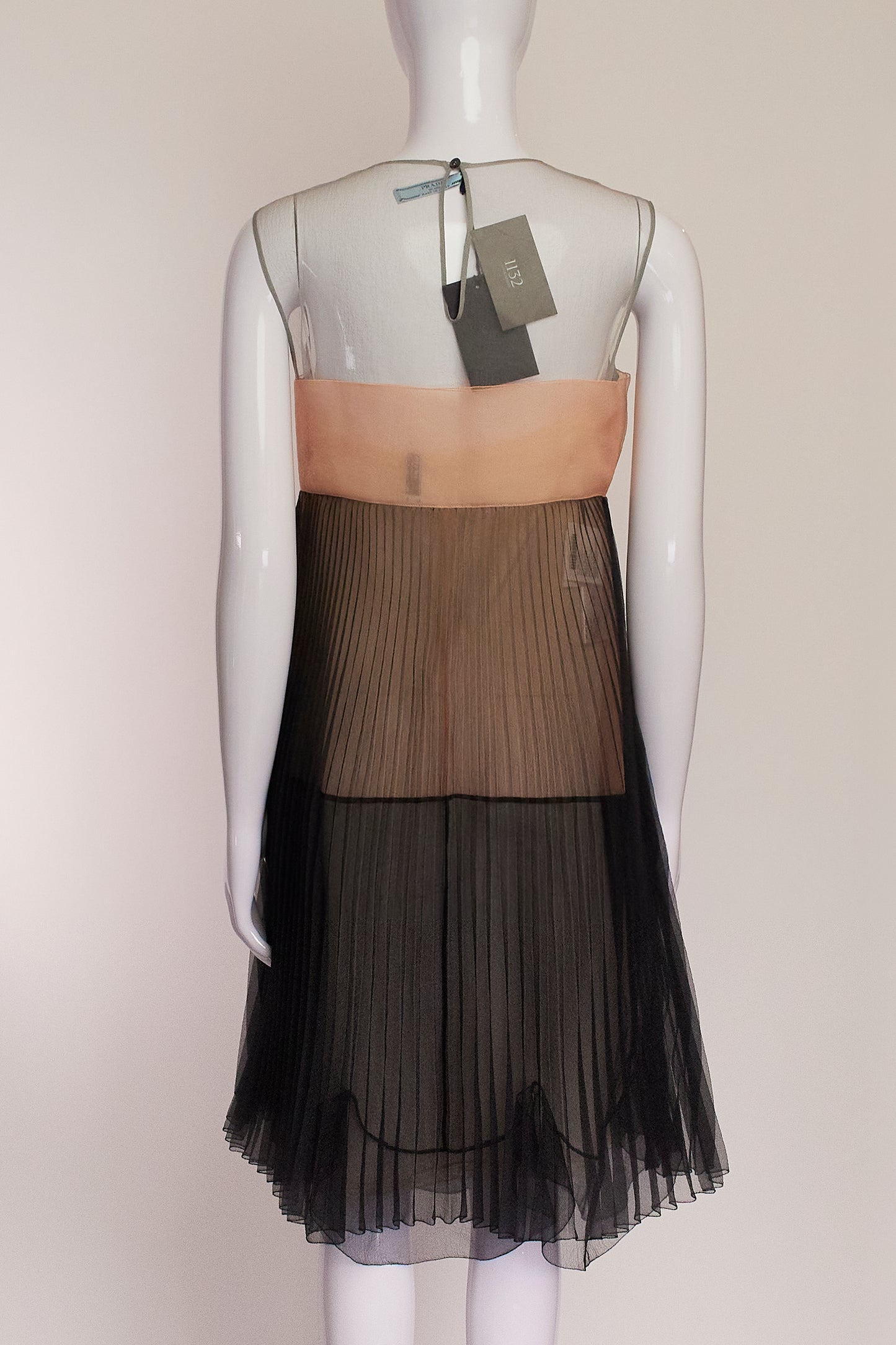 Prada Pleated Color Block Organza Dress IT38 FR34