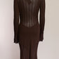 Yves Saint Laurent Brown Long Sleeve Cocktail Dress M