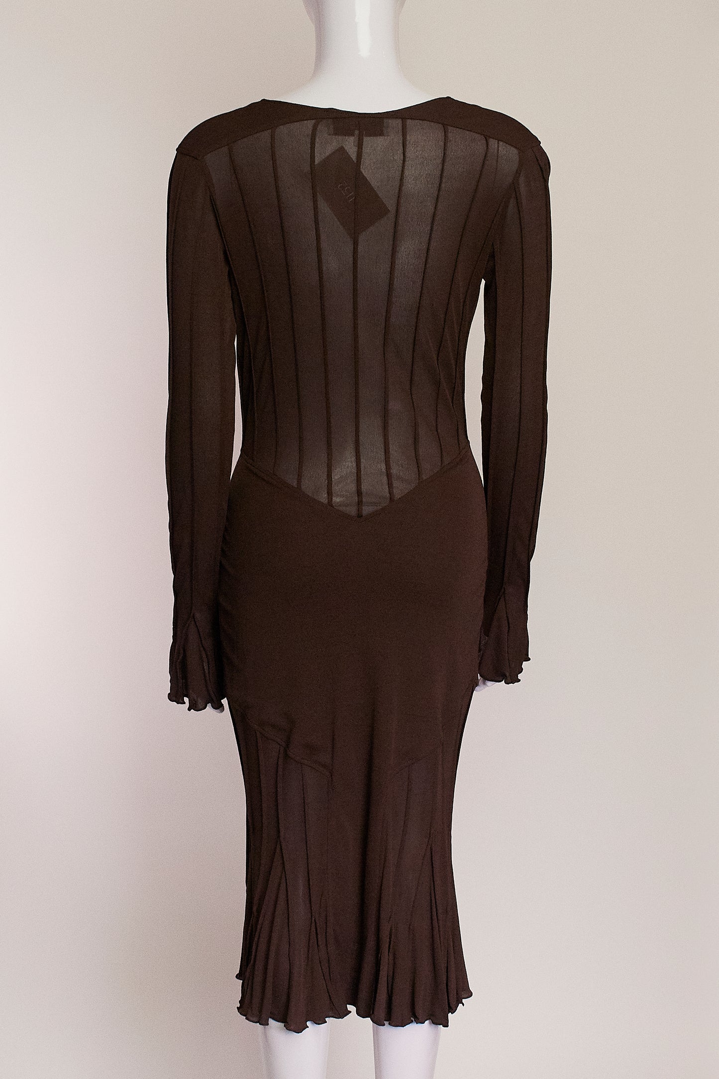 Yves Saint Laurent Brown Long Sleeve Cocktail Dress M