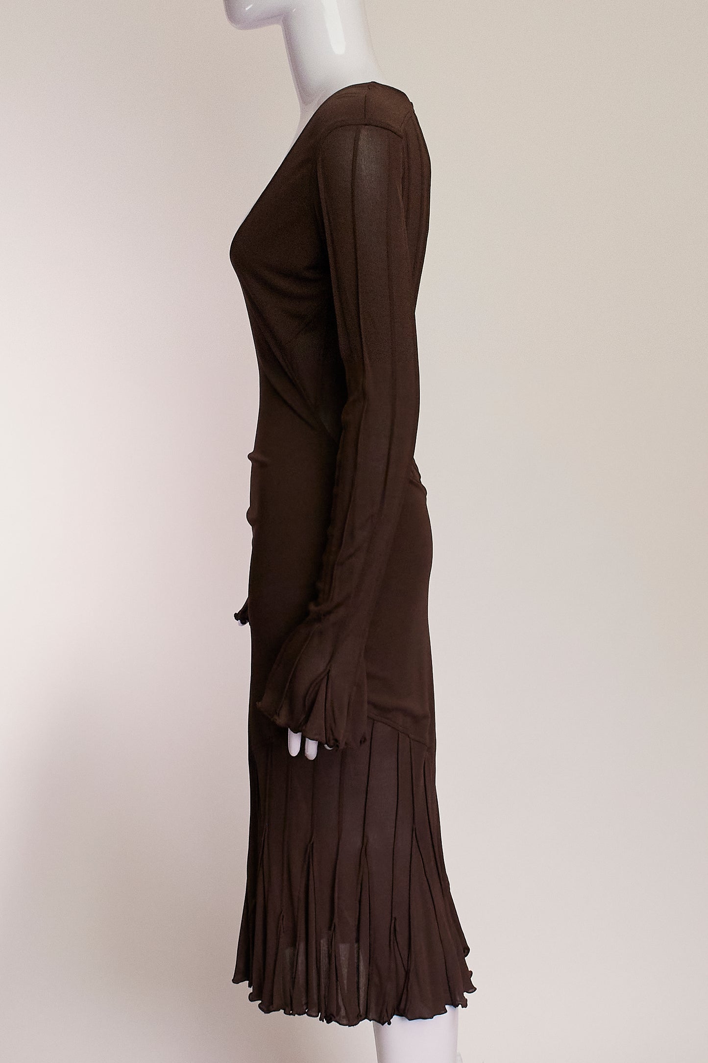 Yves Saint Laurent Brown Long Sleeve Cocktail Dress M