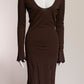 Yves Saint Laurent Brown Long Sleeve Cocktail Dress M