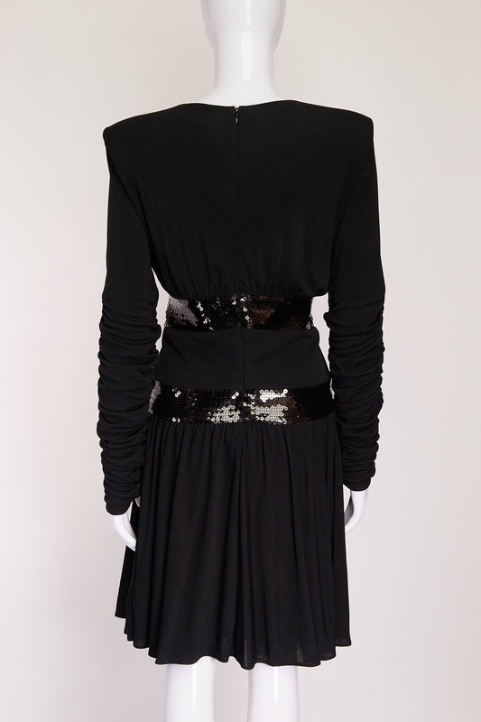 Balmain Black Sequin Middle Dress FR42 IT46