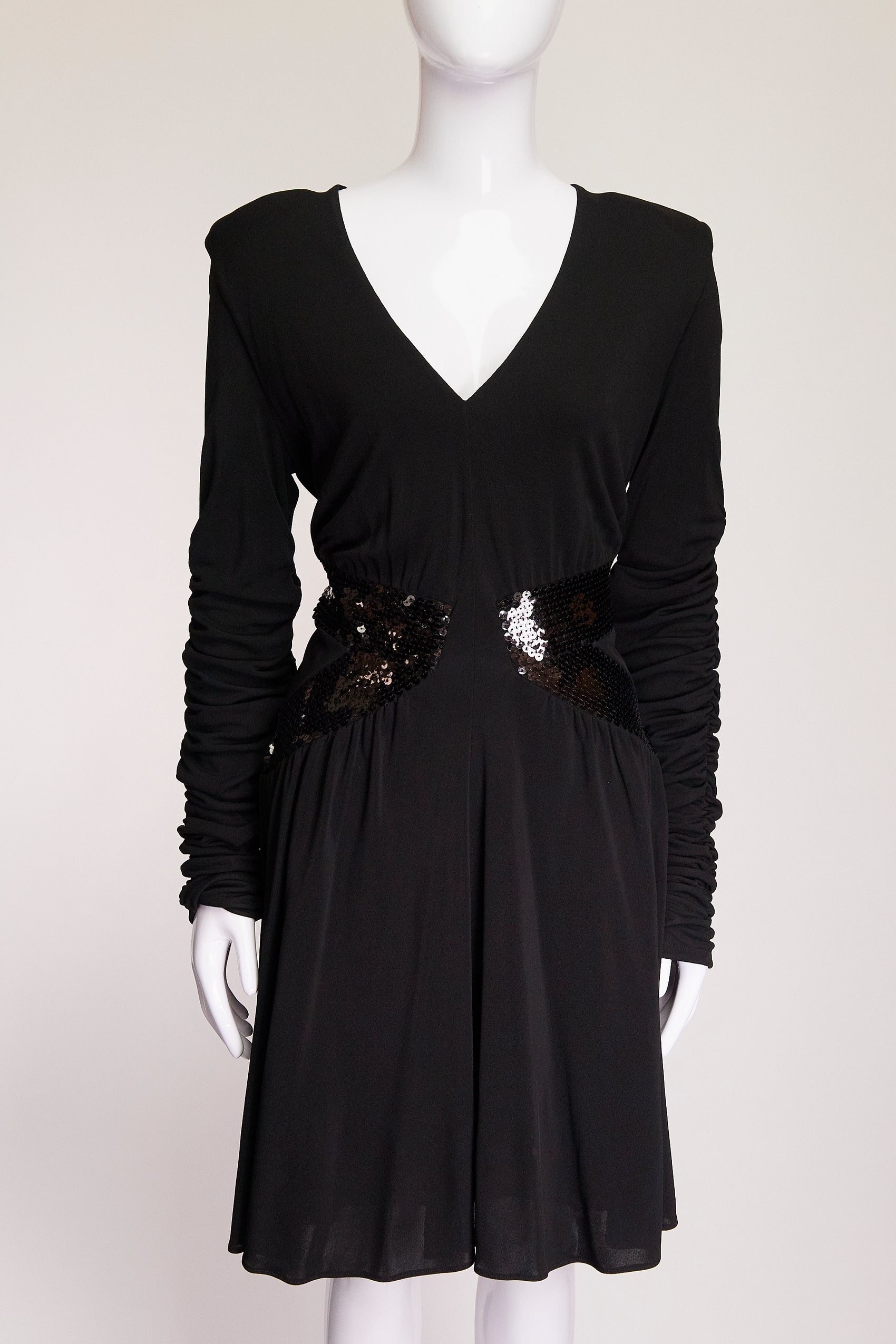 Balmain Black Sequin Middle Dress FR42 IT46