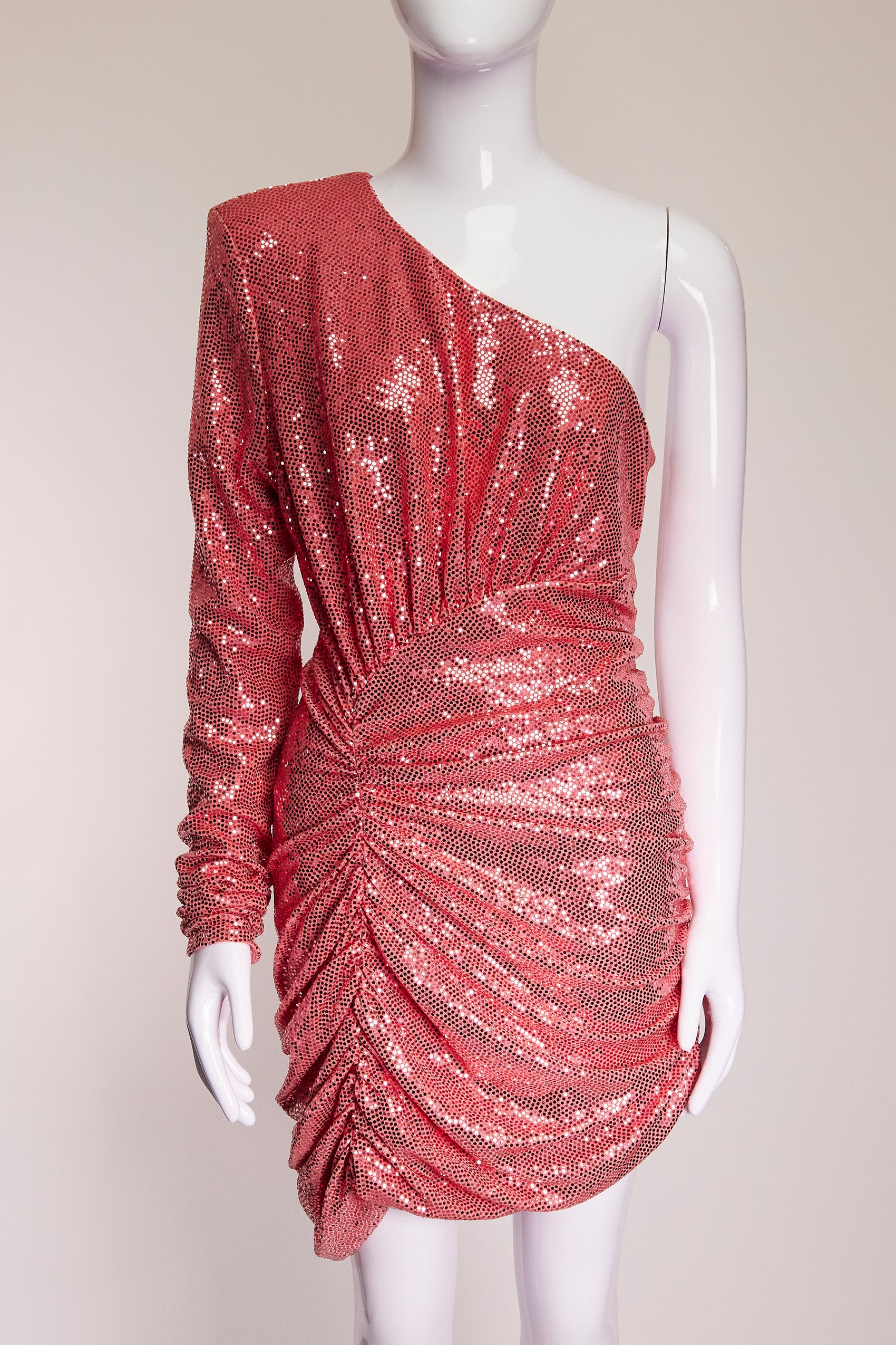 Alexandre Vauthier One Shoulder Pink Sequin Dress FR44 IT48