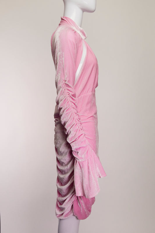 Blumarine Pink Chiffon Cutout Dress 44
