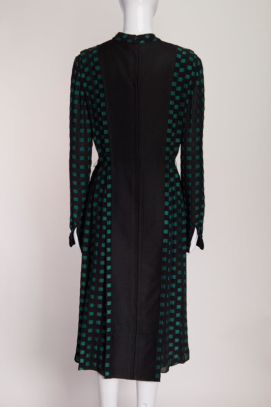 Proenza Schouler Green & Black Checkered Dress US8