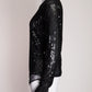 Michael Kors Collection Black Sequin Long Sleeve Bodysuit L