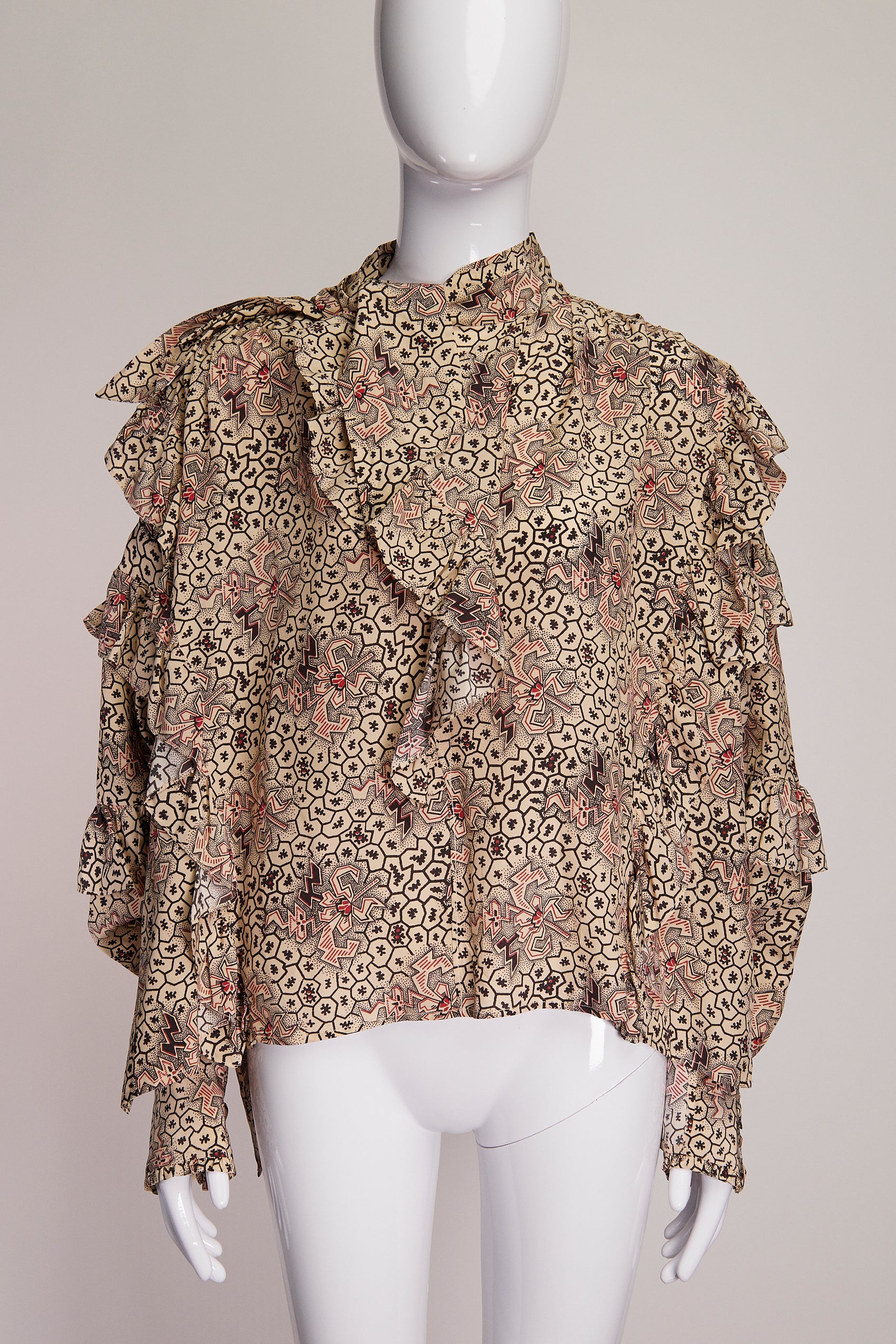 Isabel Marant Patterned High Neck Ruffled Blouse FR38 IT42