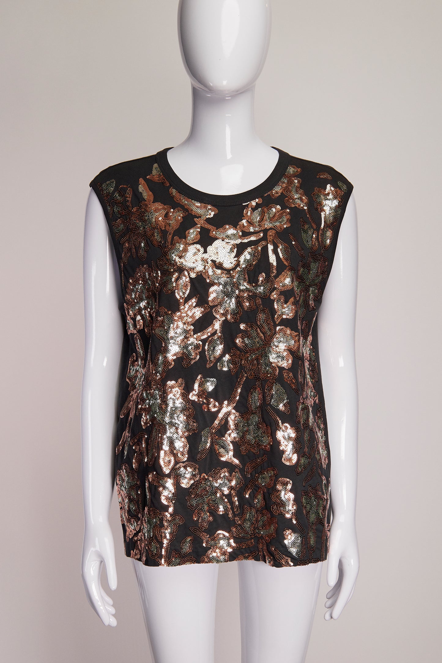 Dries Van Noten Sequin Leaf Patterned Tank M