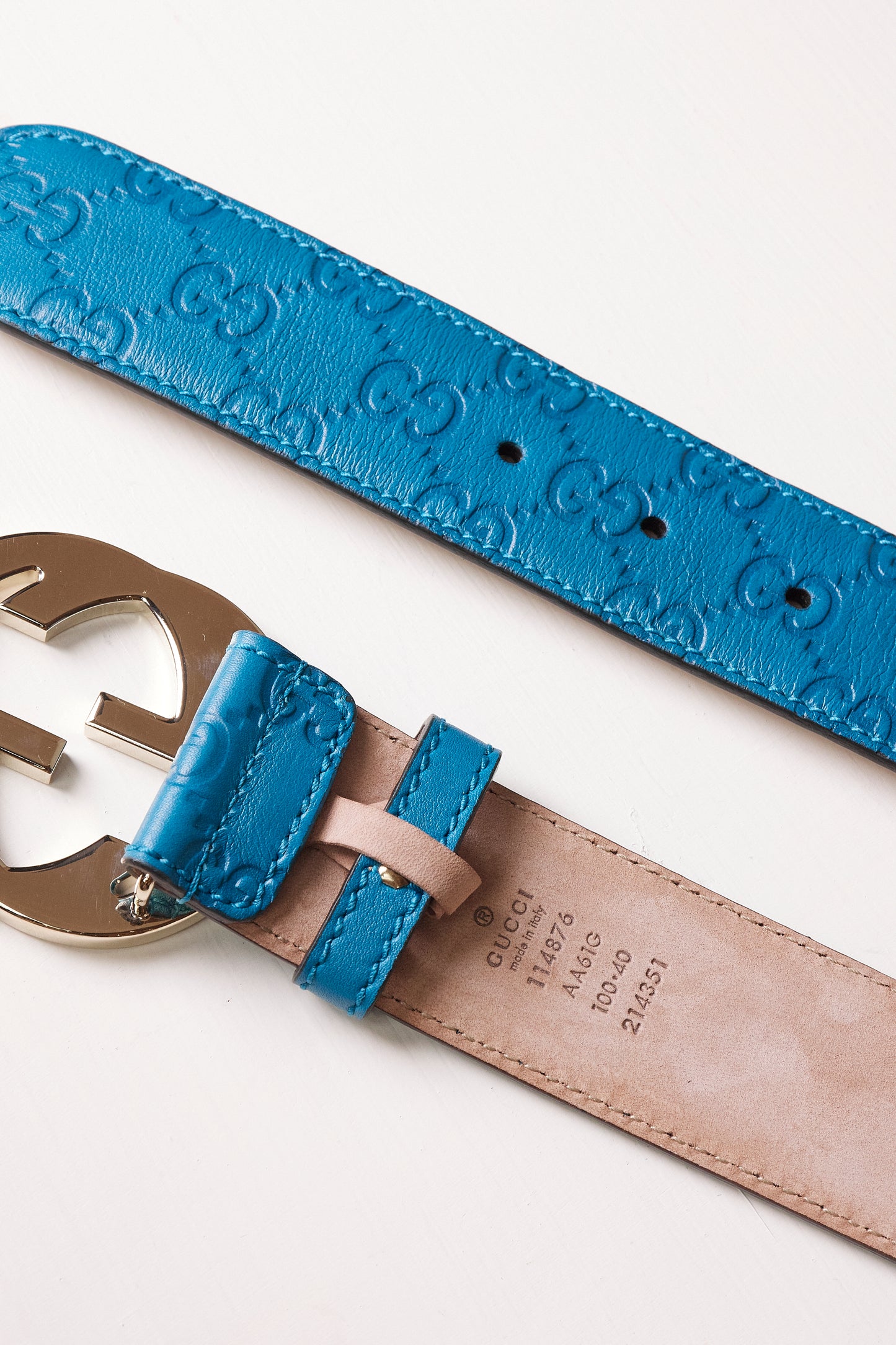 Gucci Turquoise with Silver Logo Buckle