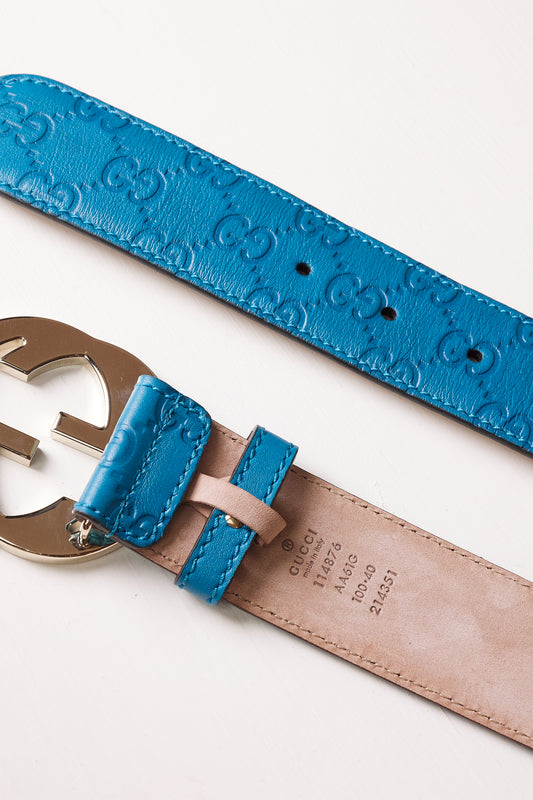 Gucci Turquoise with Silver Logo Buckle