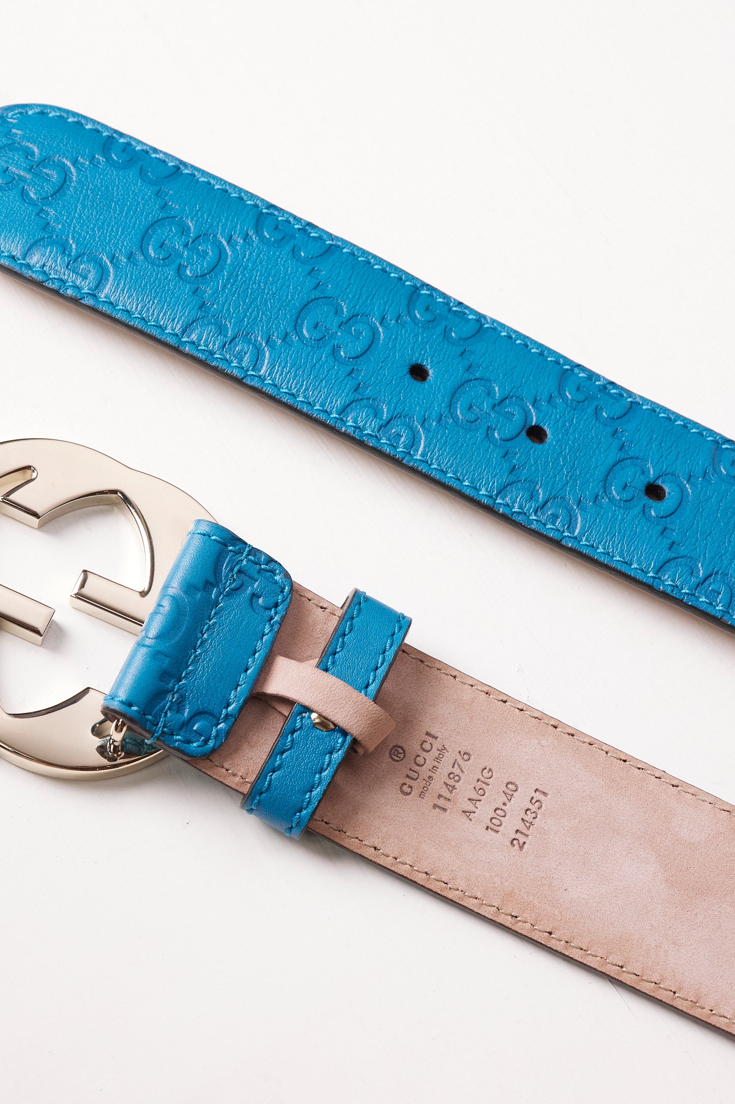 Gucci Turquoise with Silver Logo Buckle