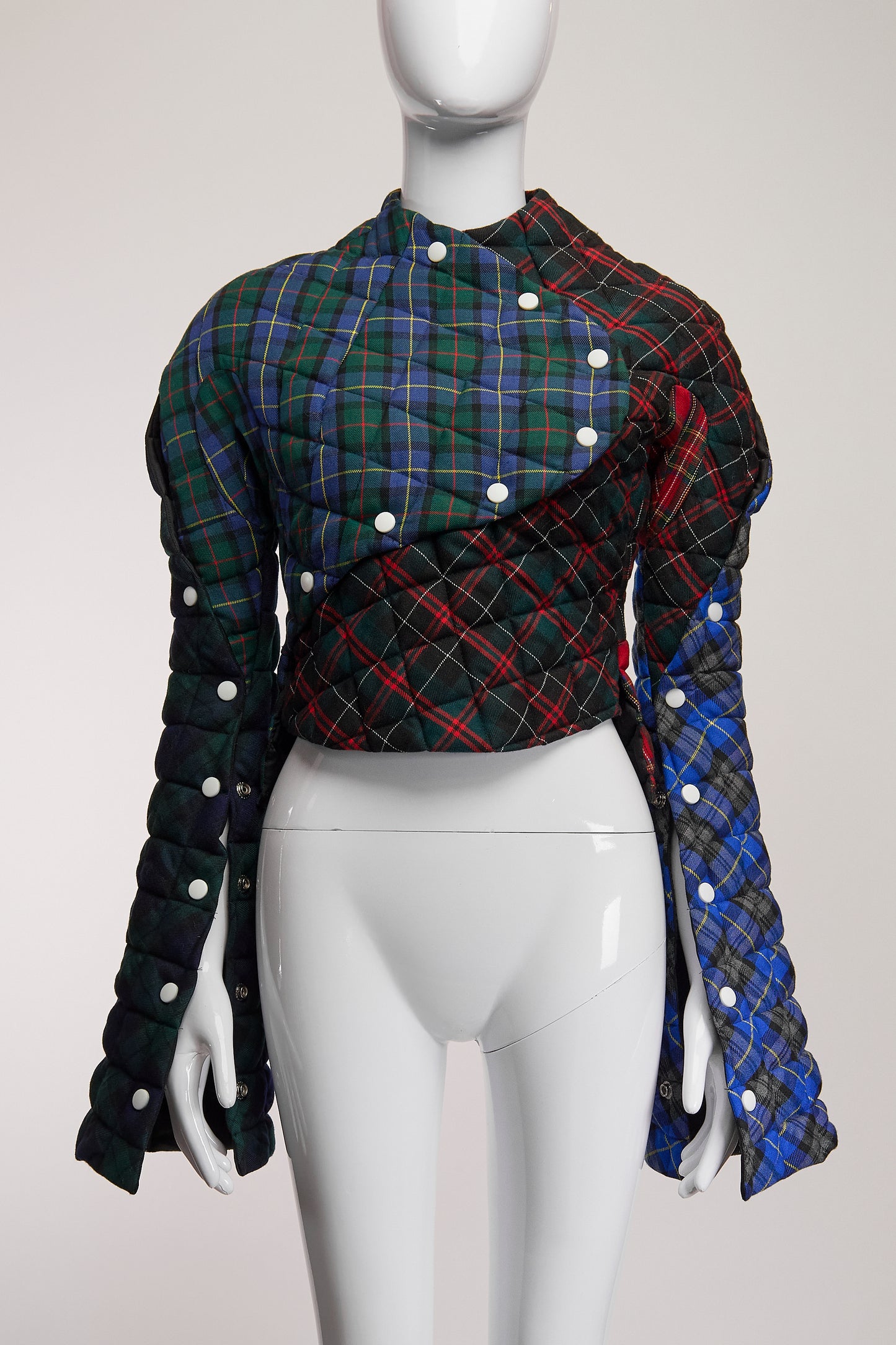 A.W.A.K.E Mode Multi Colored Checkered Top with Snap Button Sleeves