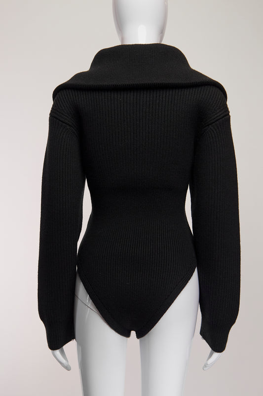 Jacquemus Wool Bodysuit in Black FR40 IT44