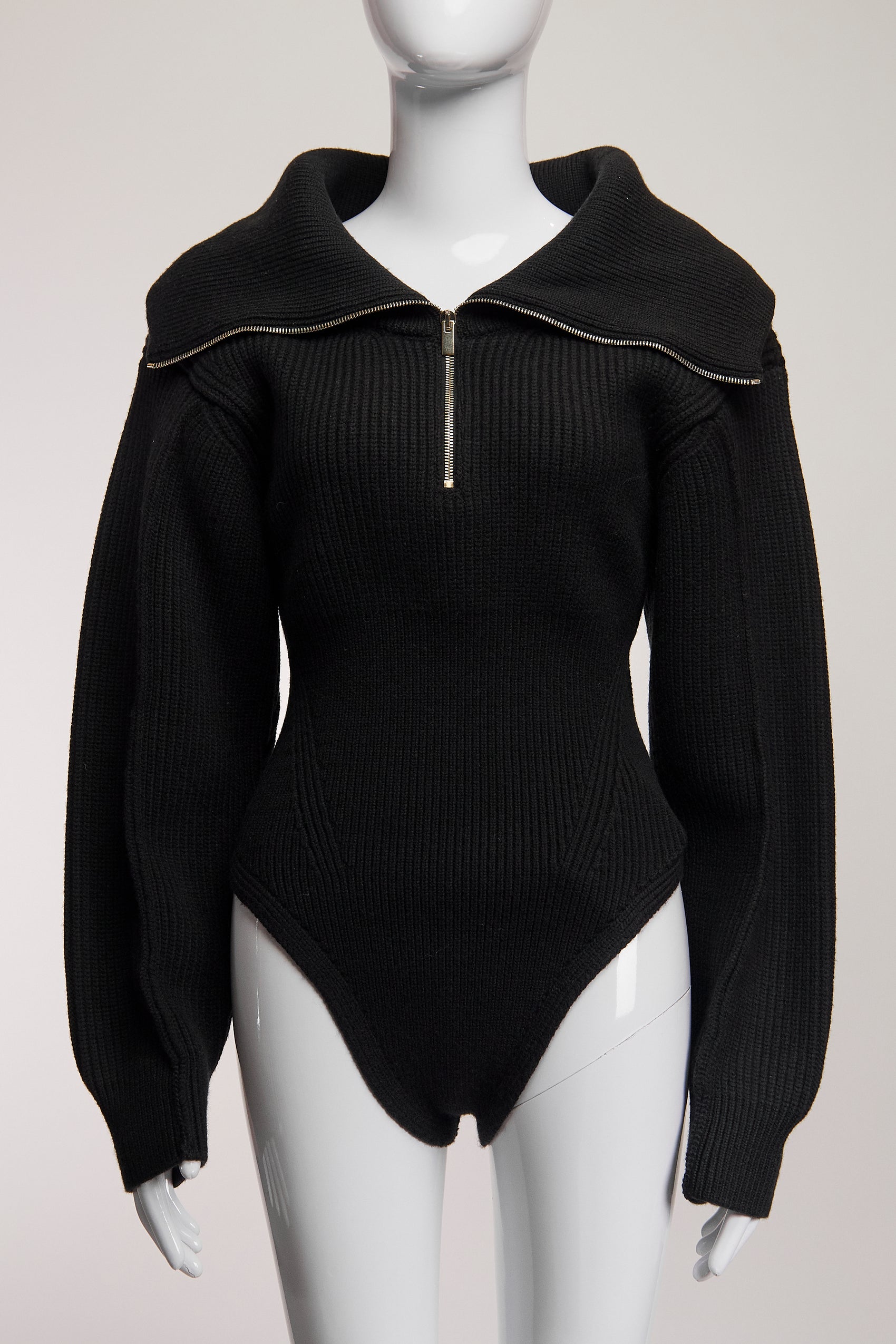 Jacquemus Wool Bodysuit in Black FR40 IT44