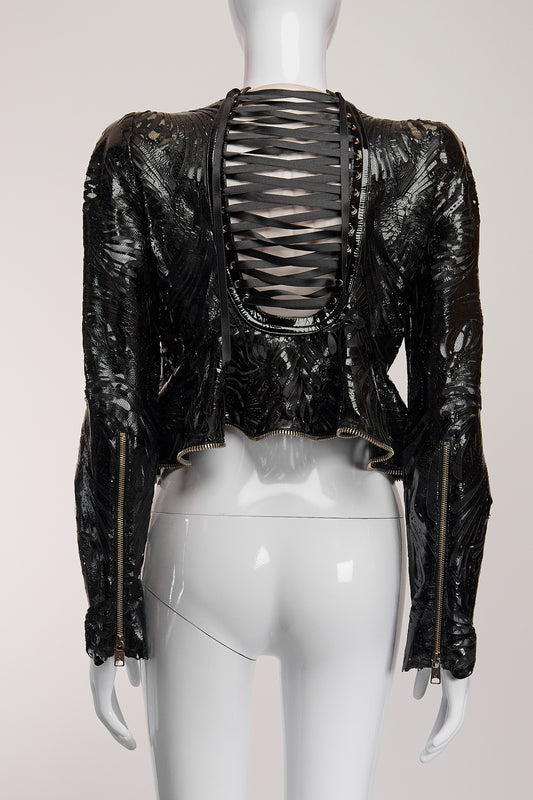 Alexander McQueen Laser Cut Crop Jacket FR40 IT44