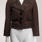 Marc Jacobs Brown Jeweled Crop Jacket US4